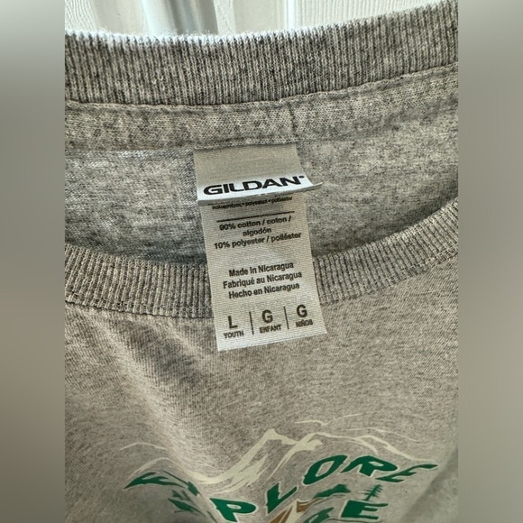 Boys Gilden Gray Camping “Explore More” Glow-in-the-dark T-Shirt Vinyl Graphics - Picture 4 of 6